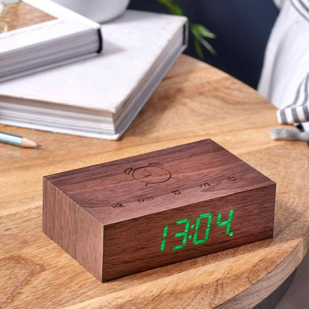 Gingko Flip Click Clock Walnut