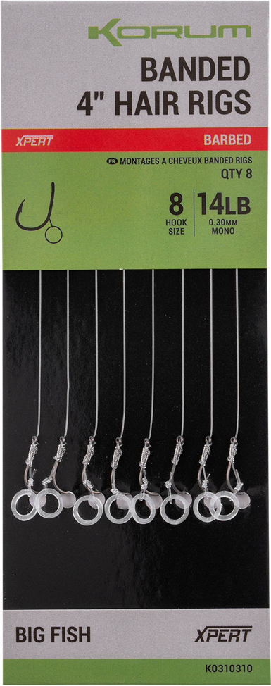 Banded Hair Rigs 4 Inch Size 8