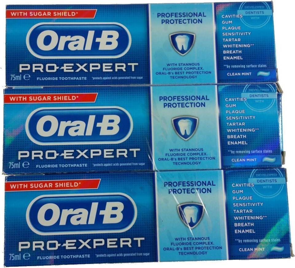 Oral b pro 3 toothbrush Oral-B Pro-Expert Professional Protection Toothpaste 75ml 3 Pack
