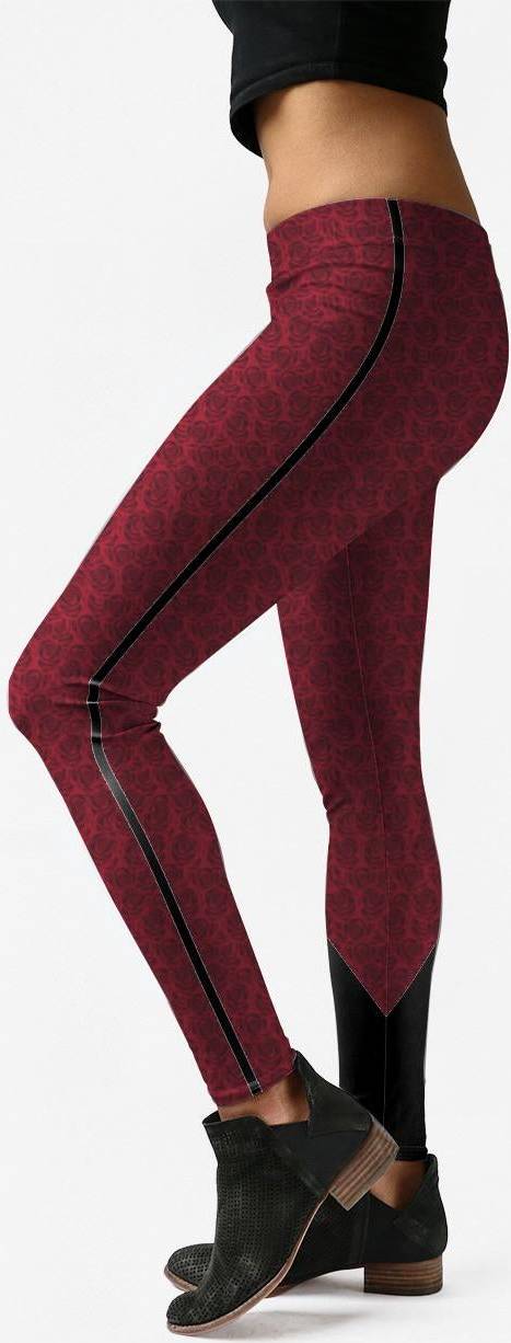 Red roses Vida Printed Pattern Leggings - Red Roses