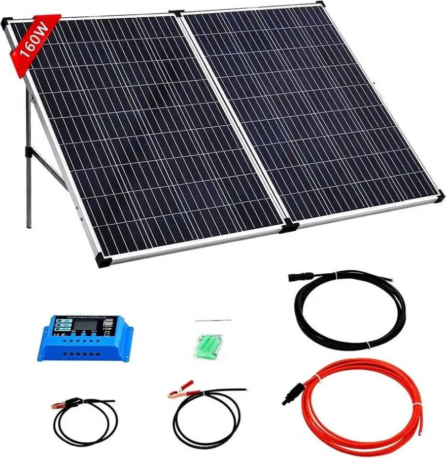 Compact 160W 12V Folding Solar Panel Kit