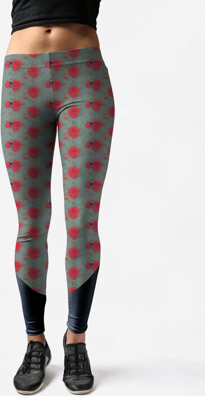 Red roses Vida Leggings Red Roses Pink Red