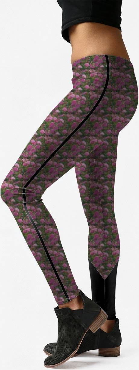 Pink roses Vida Printed Pattern Leggings - Fuchsia Pink Roses