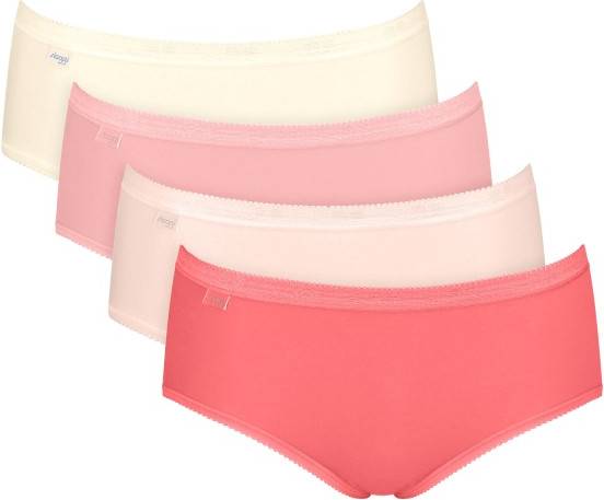 Sloggi Basic Plus Midi 4-Pack - Red/Pink
