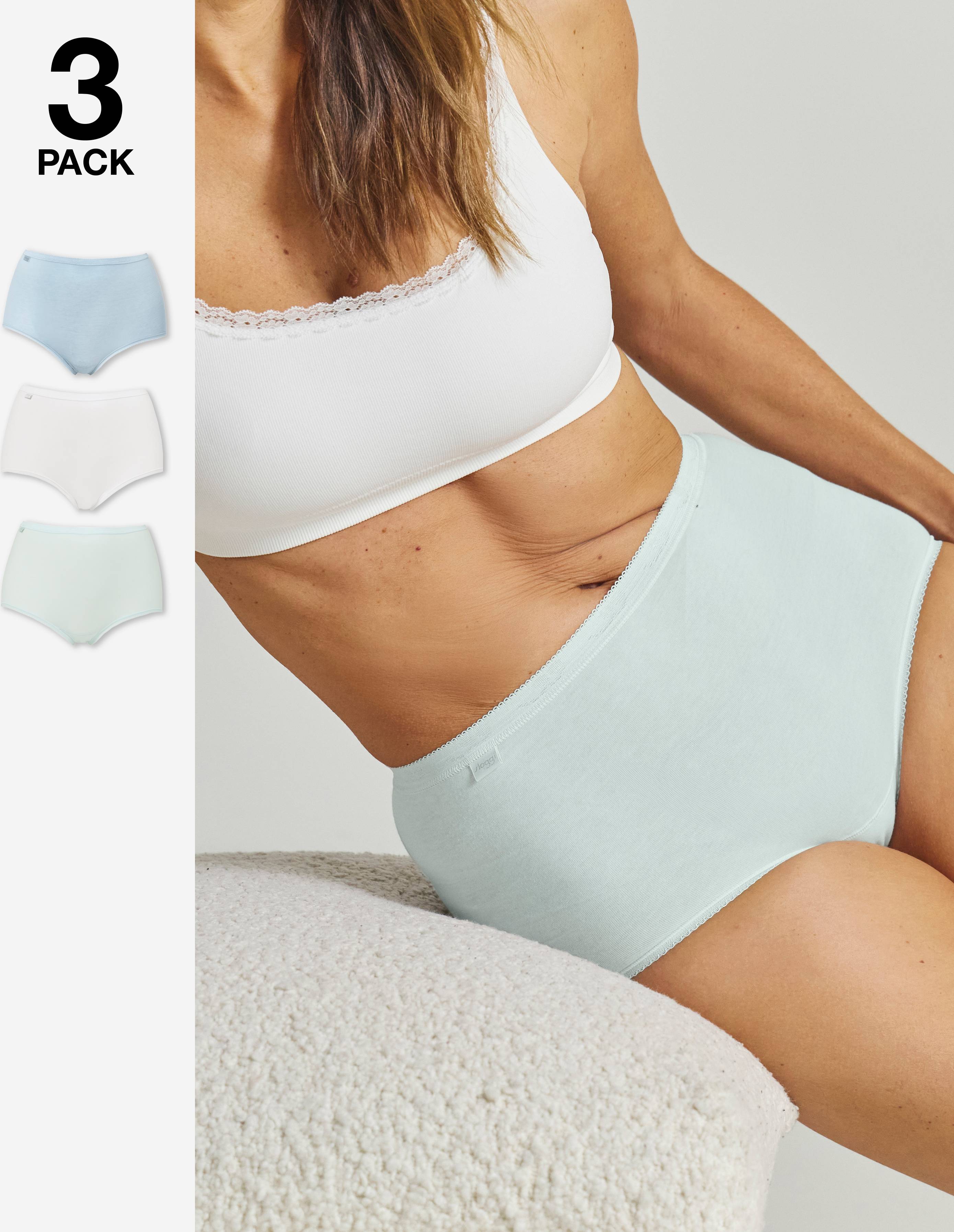 Sloggi Basic Plus Maxi 3-Pack - White/Lightblu