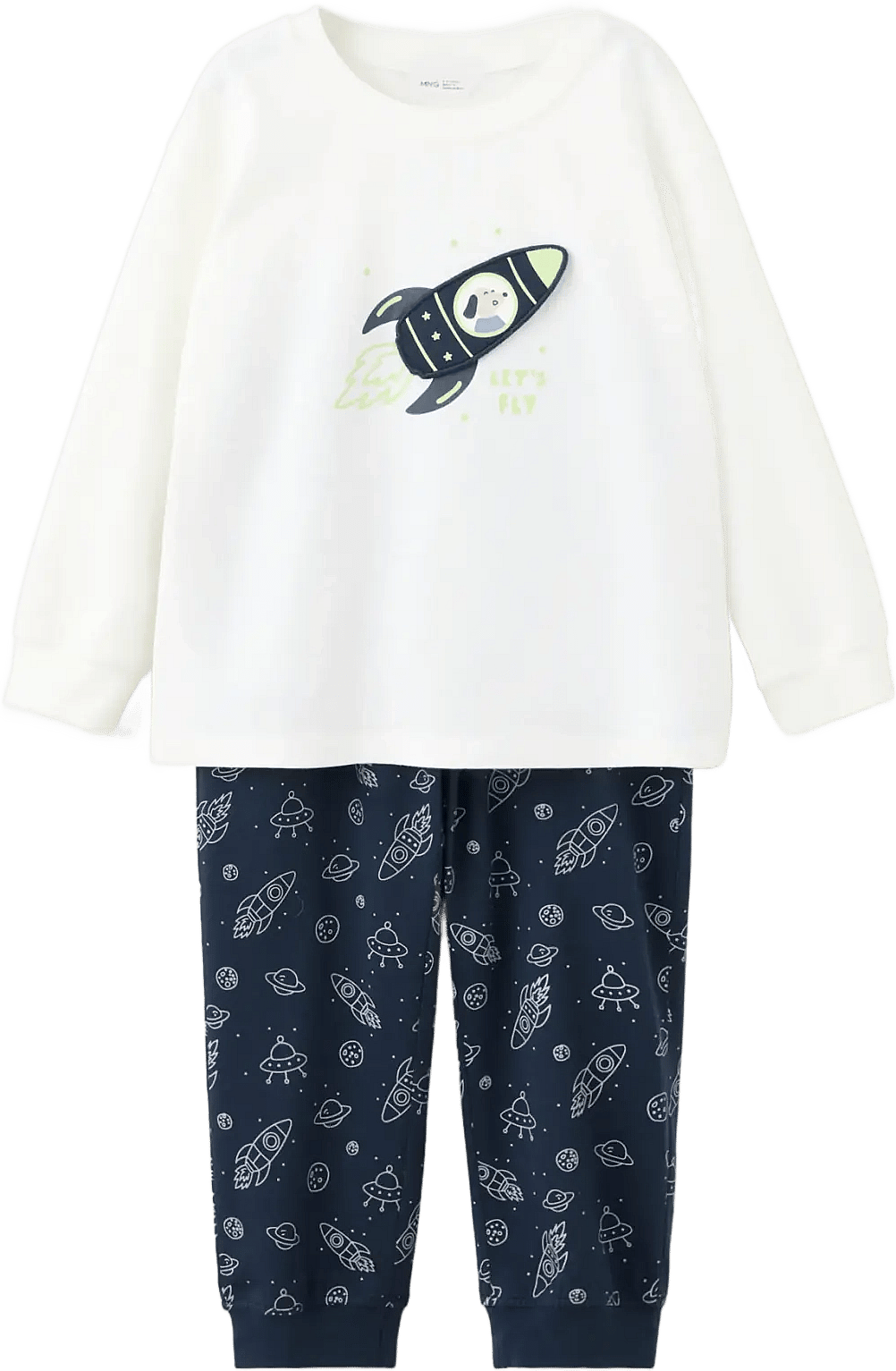 Mango Space Printed Long Pyjamas - Navy