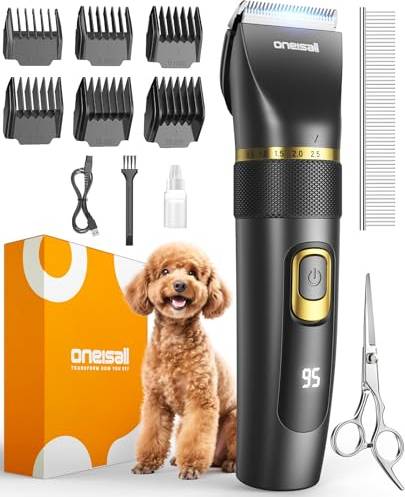 Oneisall Quiet Dog Clippers Upgraded Pro with LED Display 3.