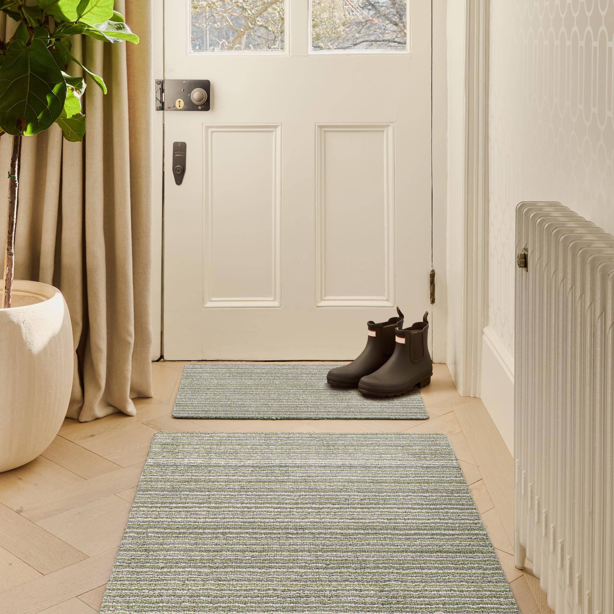 Hug Rug Candy Green Stripe Washable Doormat Grün