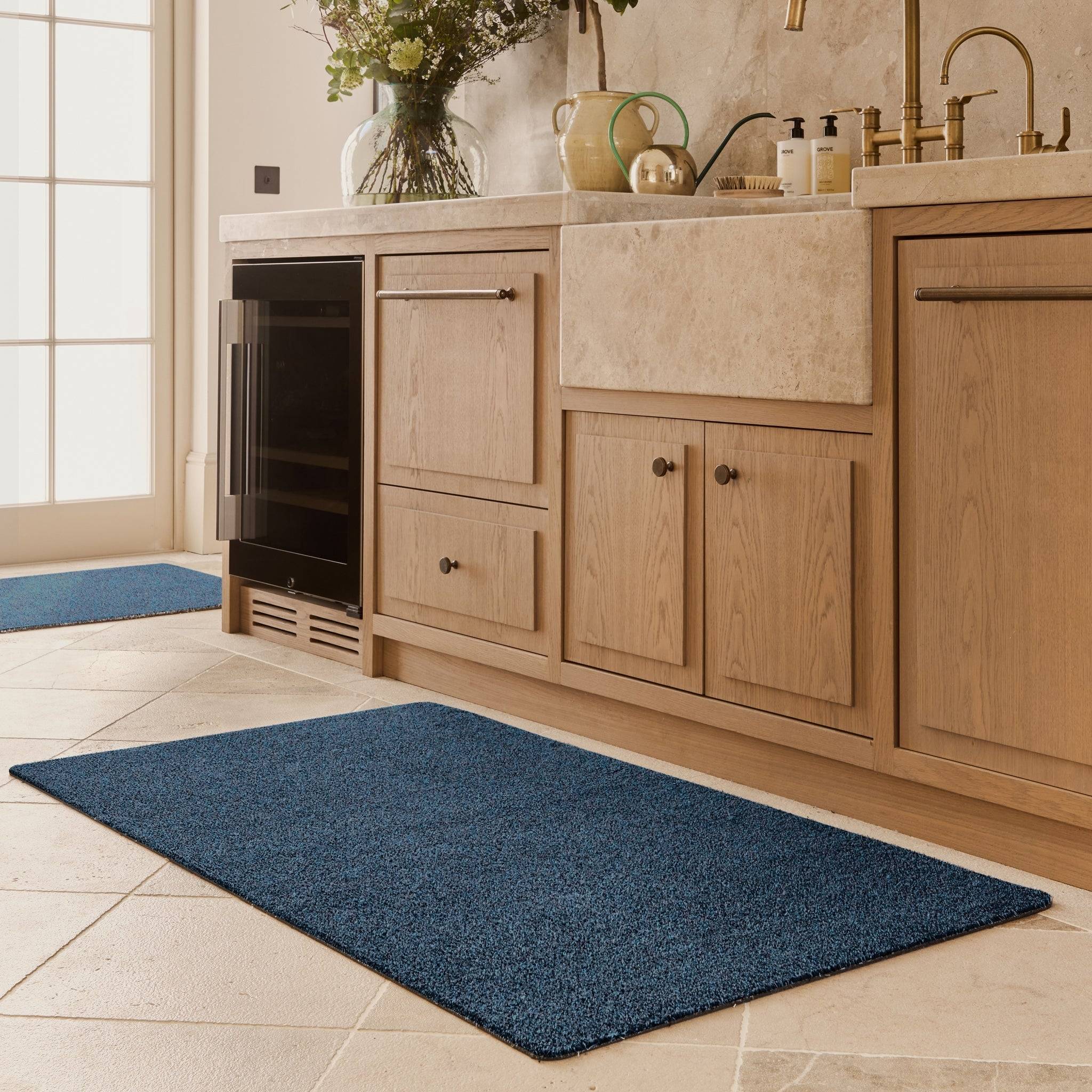 Hug Rug Plain Fleck Indigo Washable Doormat Blue