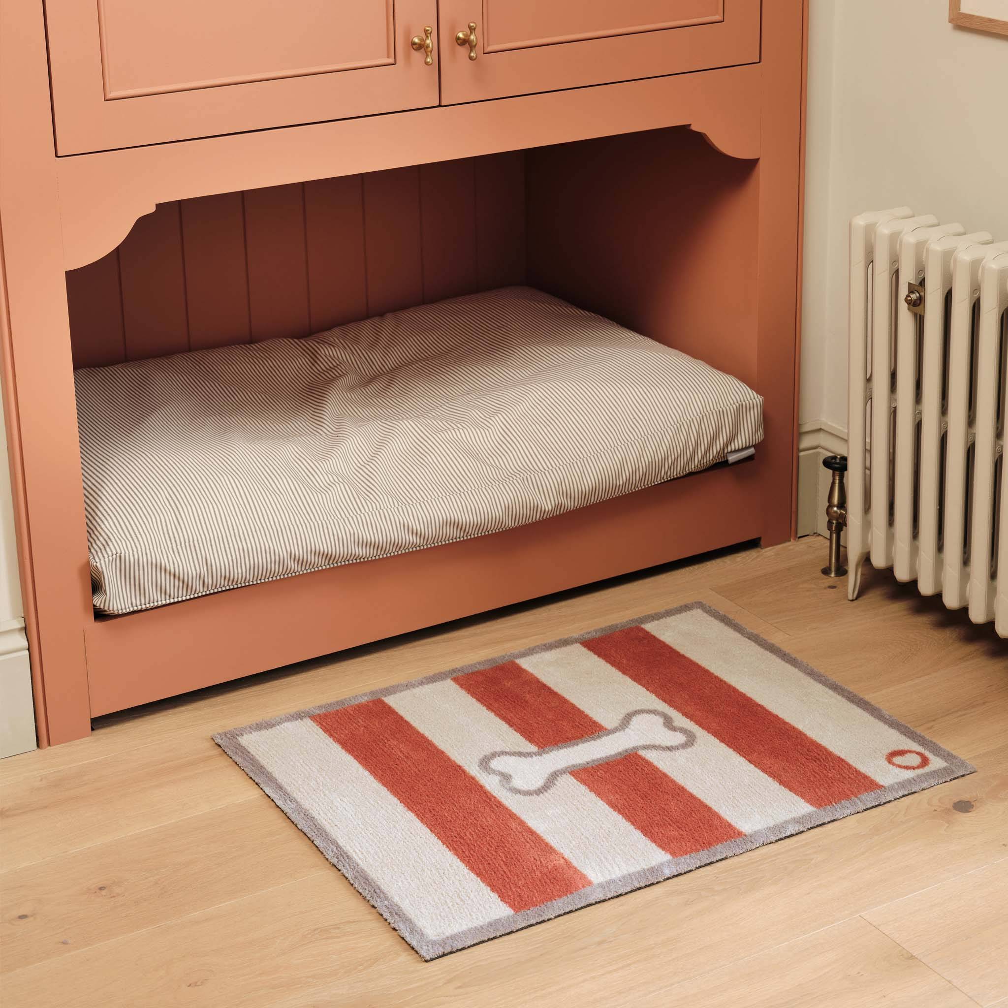 Hug Rug Bone Stripe Rust Washable Doormat Brown