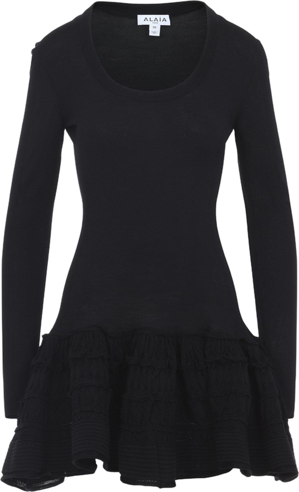 Alaïa Ruffle Dress Dame Sort