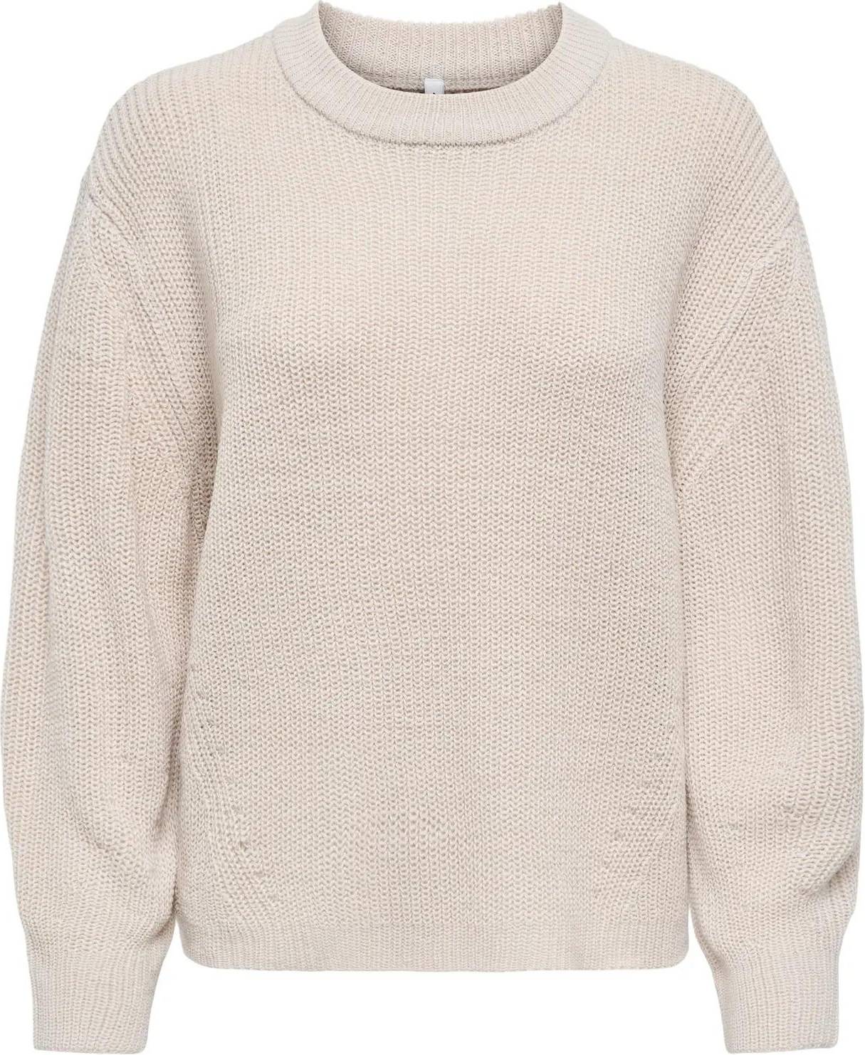 Only Round Neck Rib Knitted Jumper Stone - Neutral