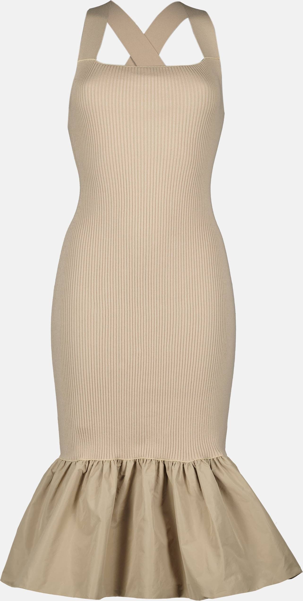 Patou Ribbed Dress Robe Beige Côtelée