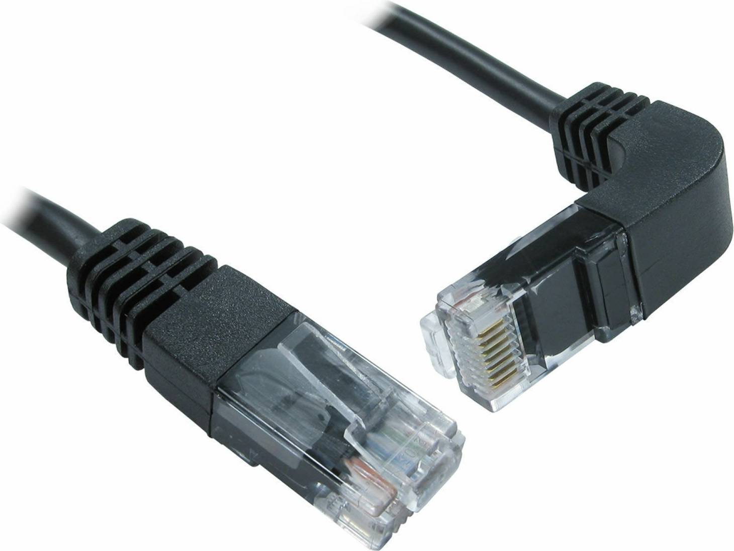 Kenable Cat5E Copper Rj45 Straight To Right Angle Plug 2m