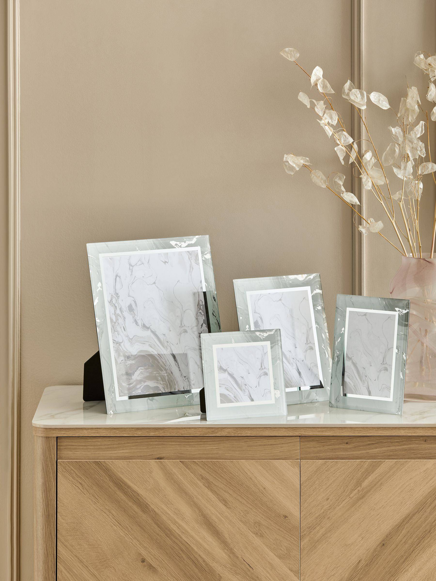 Silver Marble Glass Photo Frame