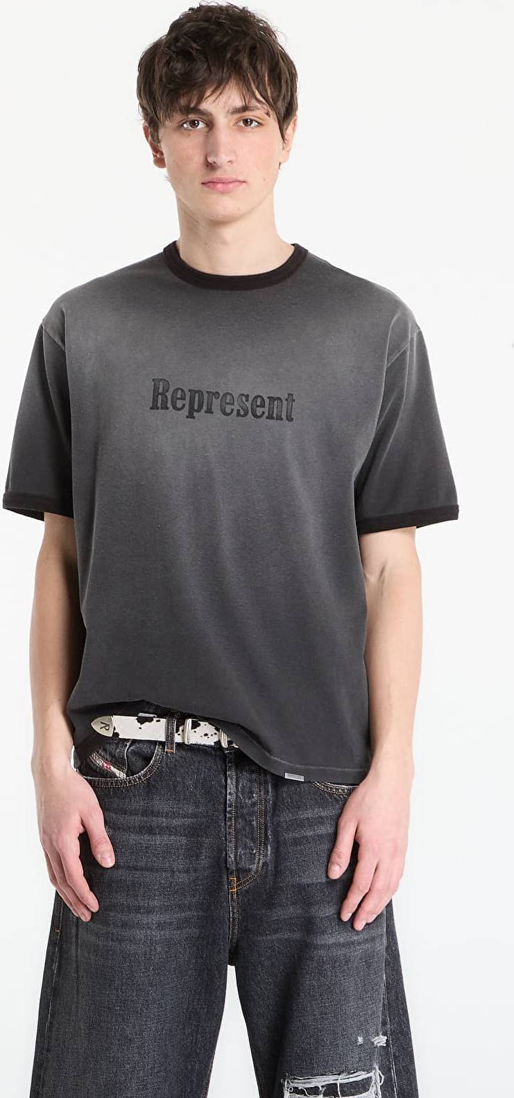 Represent Ringer T-Shirt Bomuld - Sort