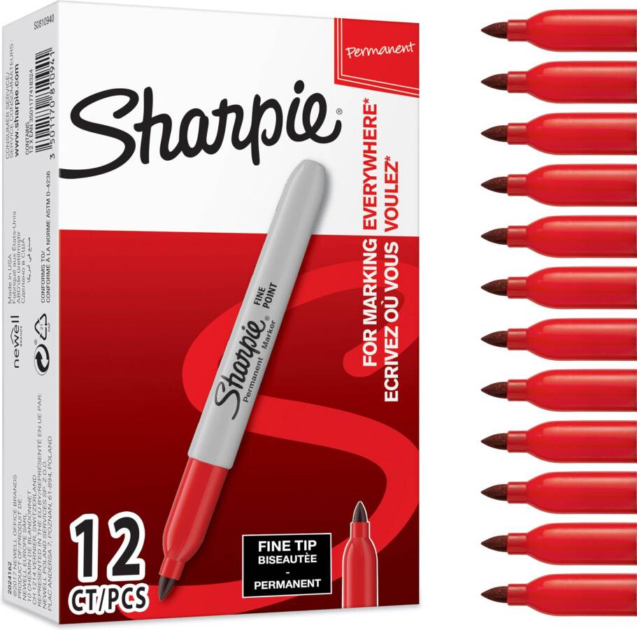Sharpie Permanent Markers Fine Point Red Ink