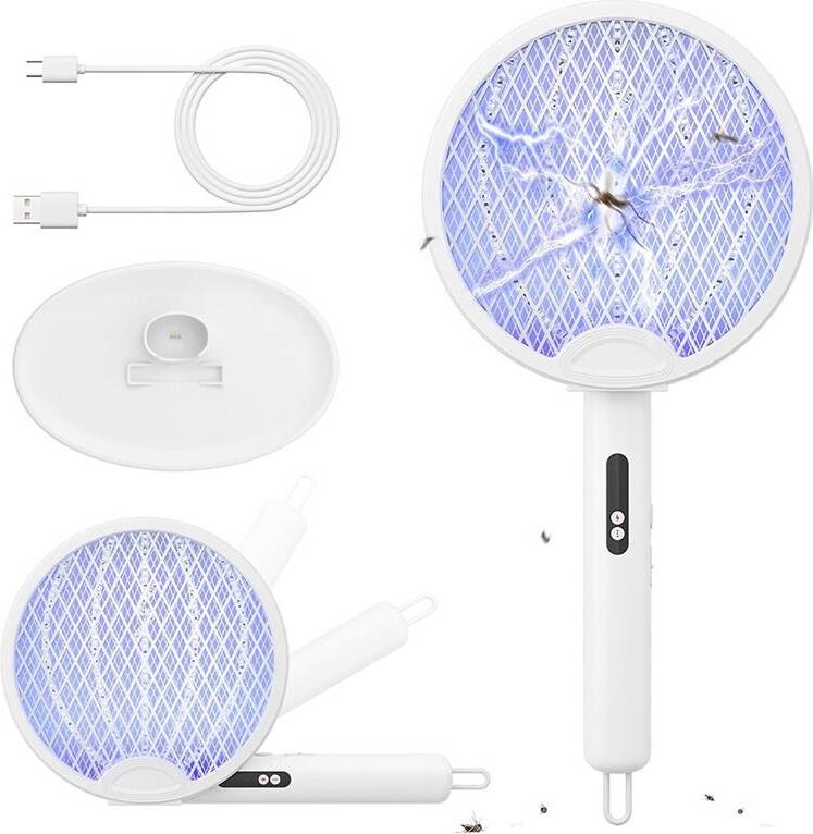 Electric fly swatter Melitt Electric Fly Swatter Foldable Bug Zapper Racket 1800mAh