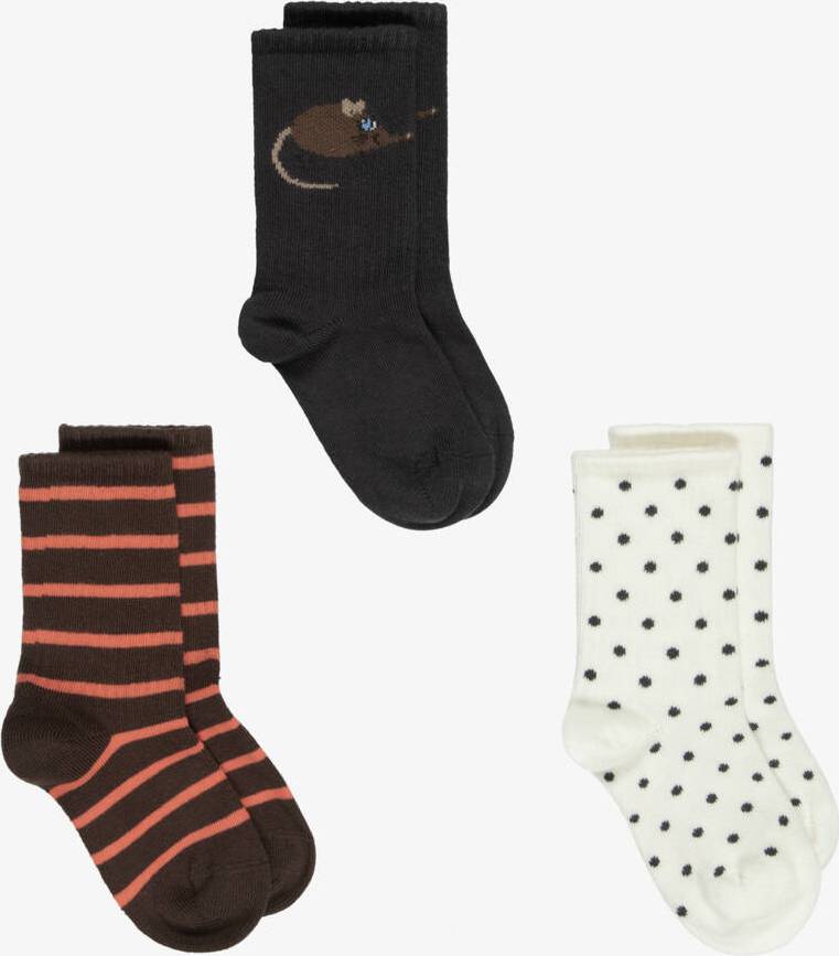 Mini Rodini Elephant Shrew Socks 3-Pack - Multi/Patterned