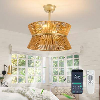 Rattan ceiling fan 20 Inch Hourglass Rattan Caged Ceiling Fan
