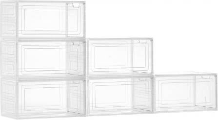 Storage boxes for shelves VEVOR Shoe Storage Boxes 6 Pack Clear Stackable Organizers Shoe Rack 6pcs