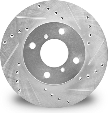 Brake Rotor Drilled Slotted Silver