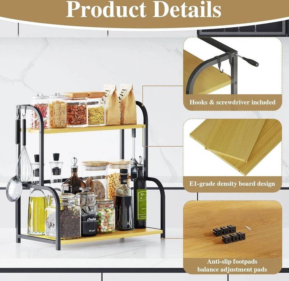 NESTLUNE 2 Tier Spice Rack Kitchen Shelf Organiser