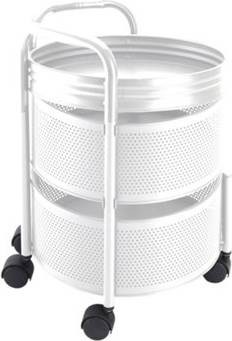 Living and Home 2-Tier White Kitchen Rotating Storage Rack