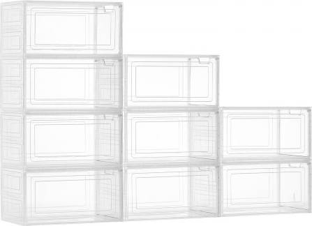 Storage boxes for shelves VEVOR Shoe Storage Boxes 9 Pack Clear Stackable Organizers Shoe Rack 9pcs