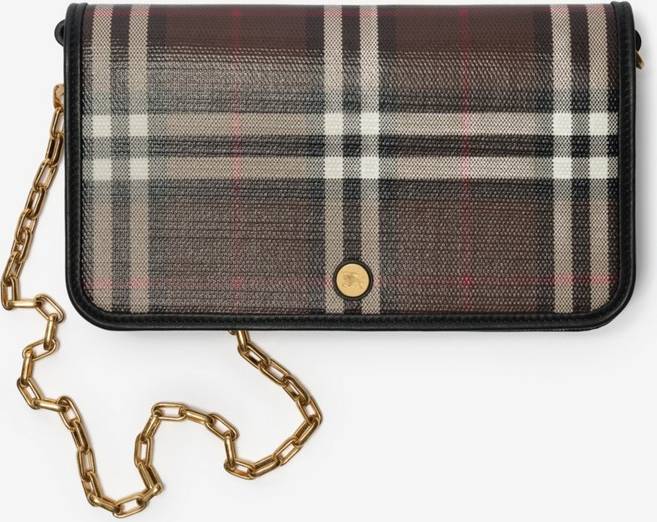 Burberry Check Chain Strap Wallet