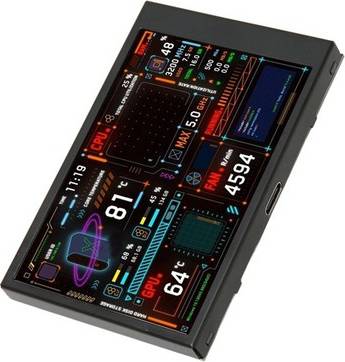 Computer Temp Monitor 3.5 Inch Dual USB C Theme Editor - Black
