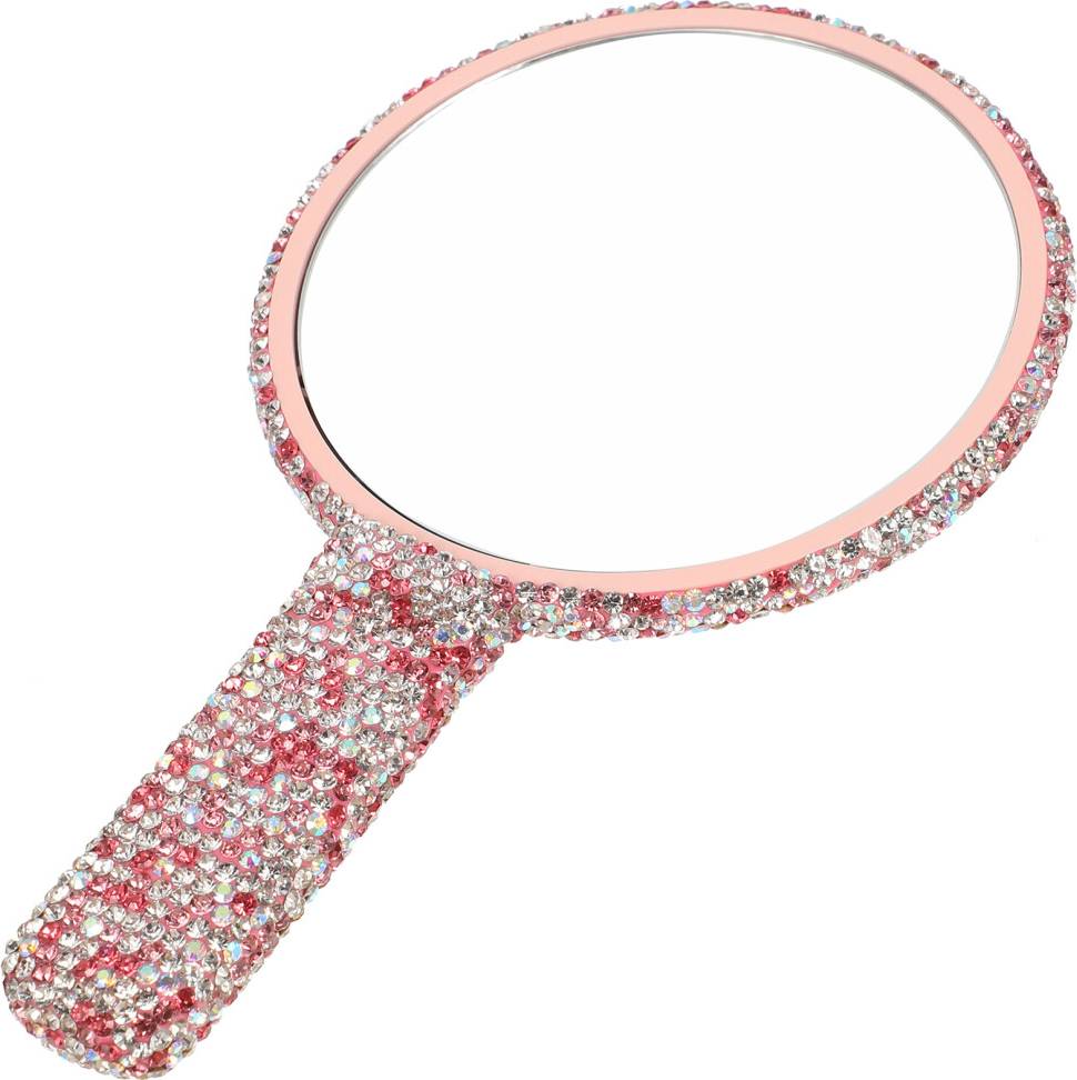 Inoomp Multi Color Handheld Rhinestone Makeup Mirror for Girls Travel