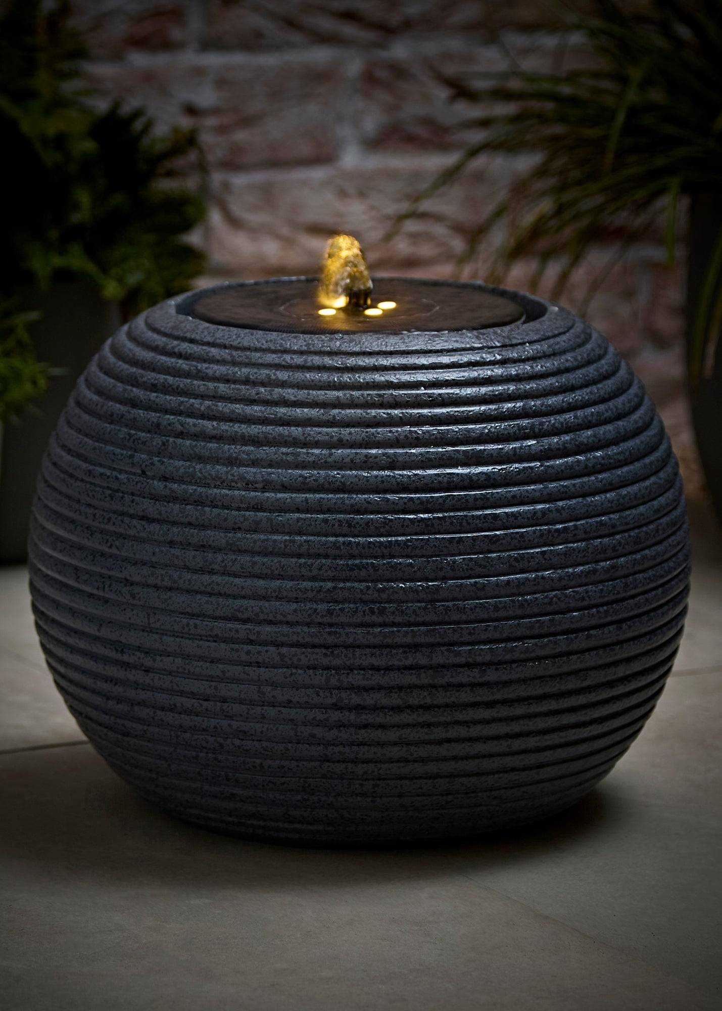 ValueLights Solar Powered Round Ribbed Outdoor Grey