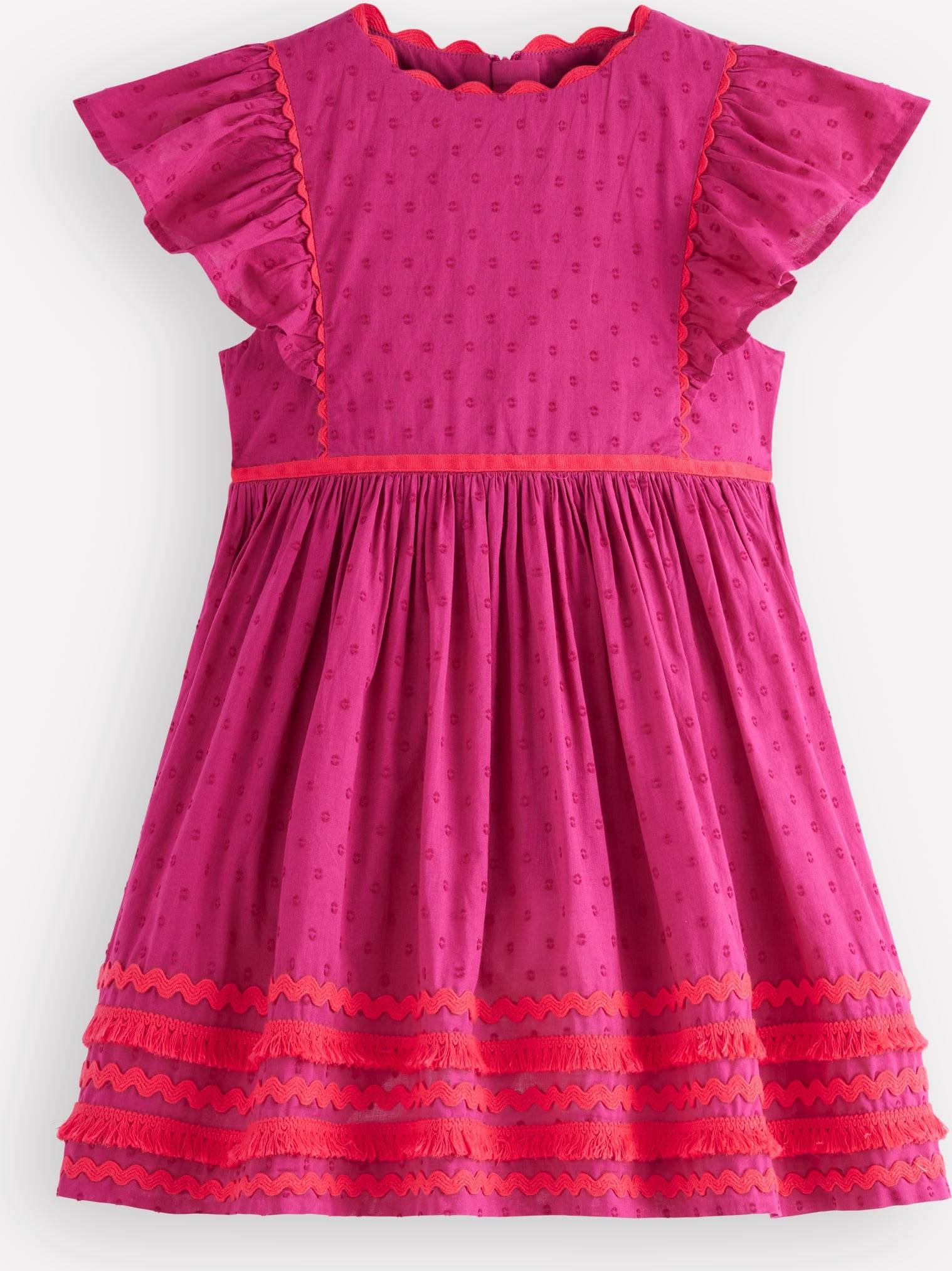 Boden Flutter Sleeve Ric Rac Dress - Pink