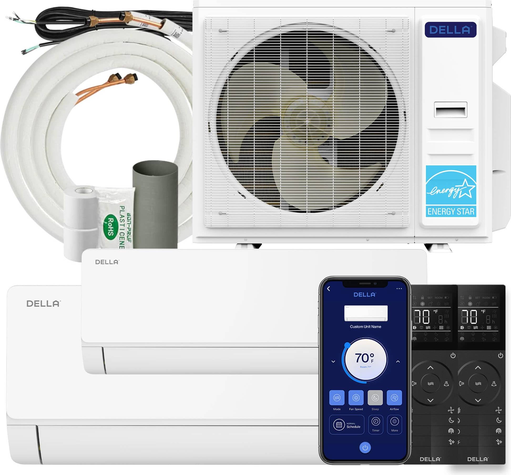 Split system air conditioner Della 38K BTU 2 Zone Mini Split Air Conditioner System