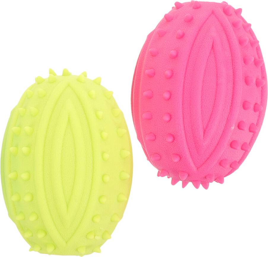 Ohphcall 2Pcs Multi Squeaky Rugby Dog Toy