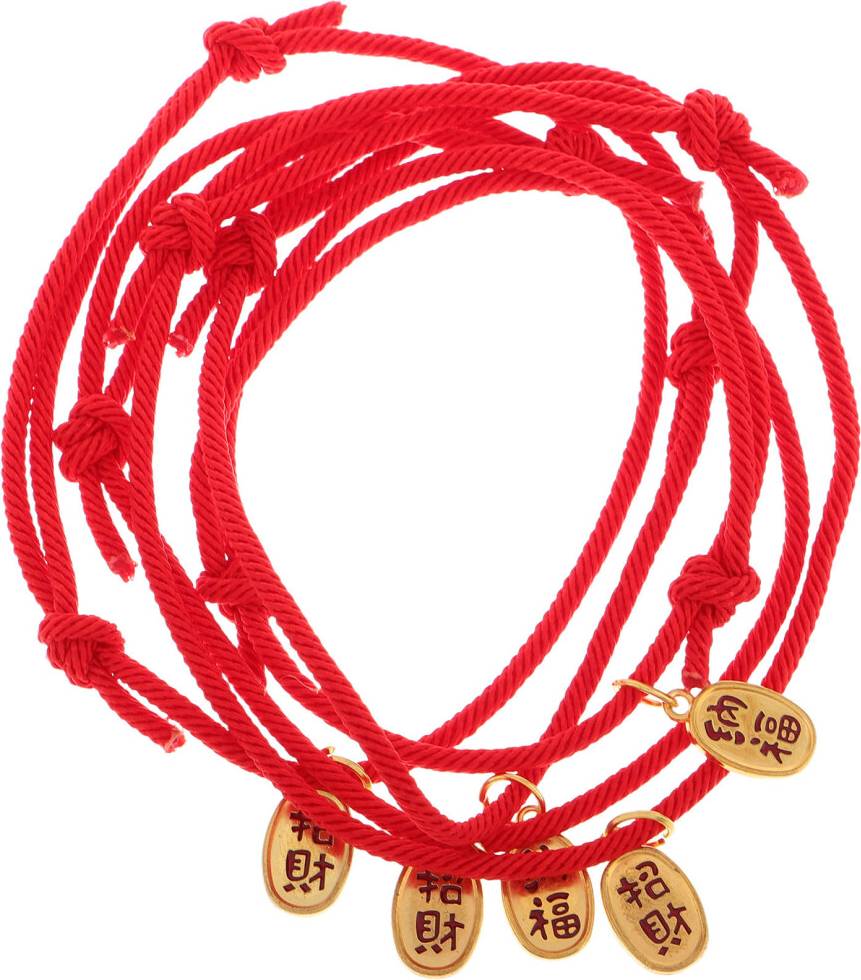 ABOOFAN 5pcs Handmade Red Rope Pet Collar Adjustable