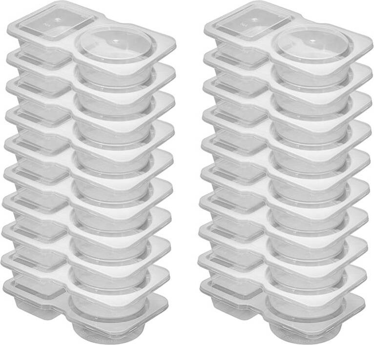 Exogio Reusable Snack Containers 2-Compartment with Lid Food Container 40pcs
