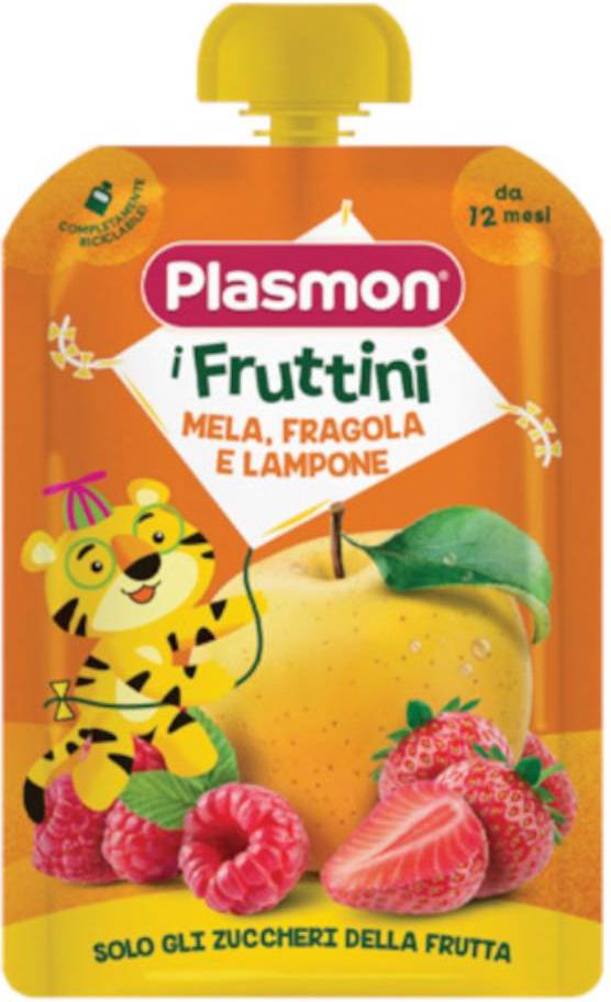 Plasmon Apple Strawberry Raspberry Fruit Puree Pouch 130g