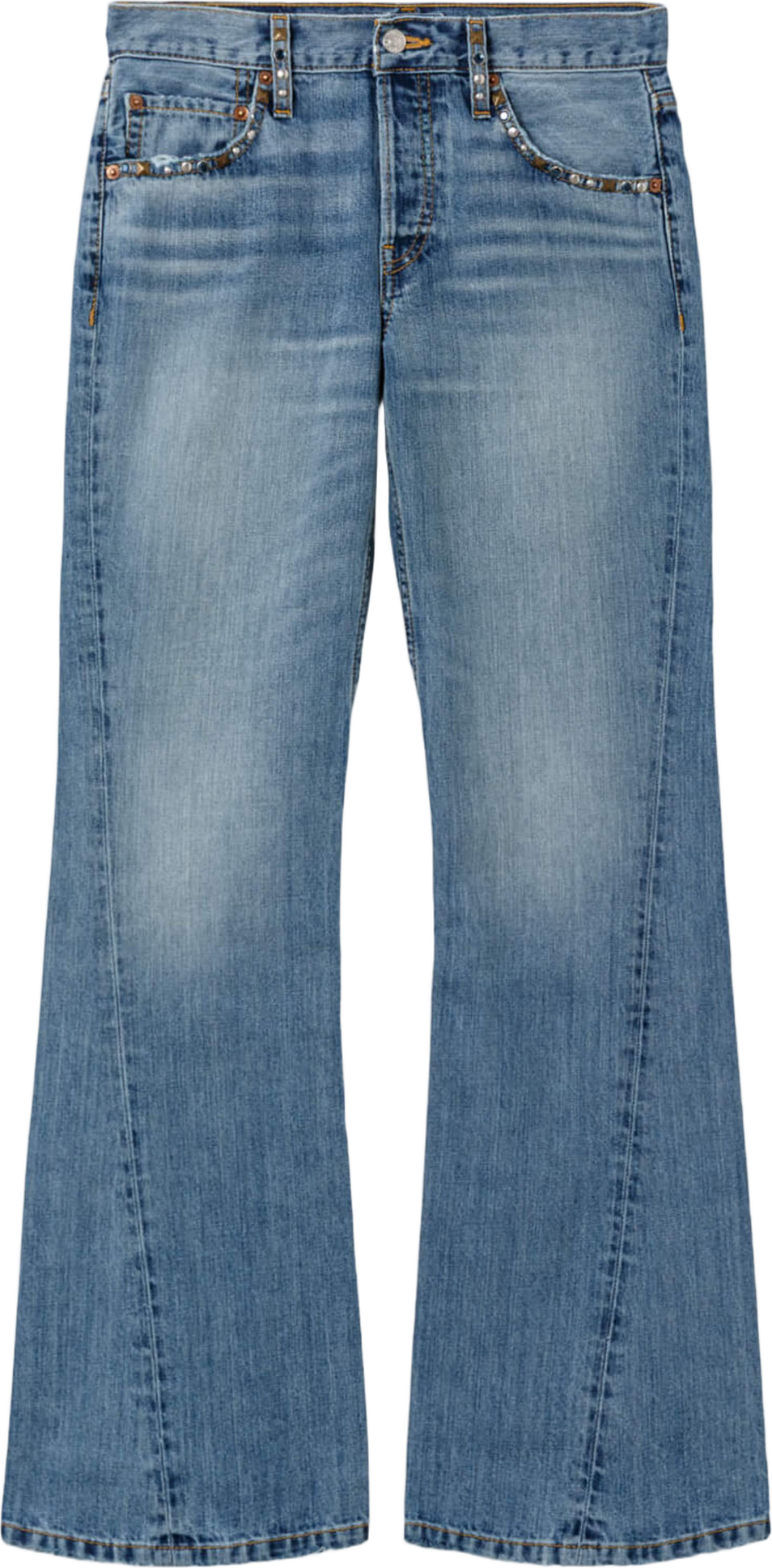 Twisted Mid Rise Bootcut Cotton Jeans - Blue