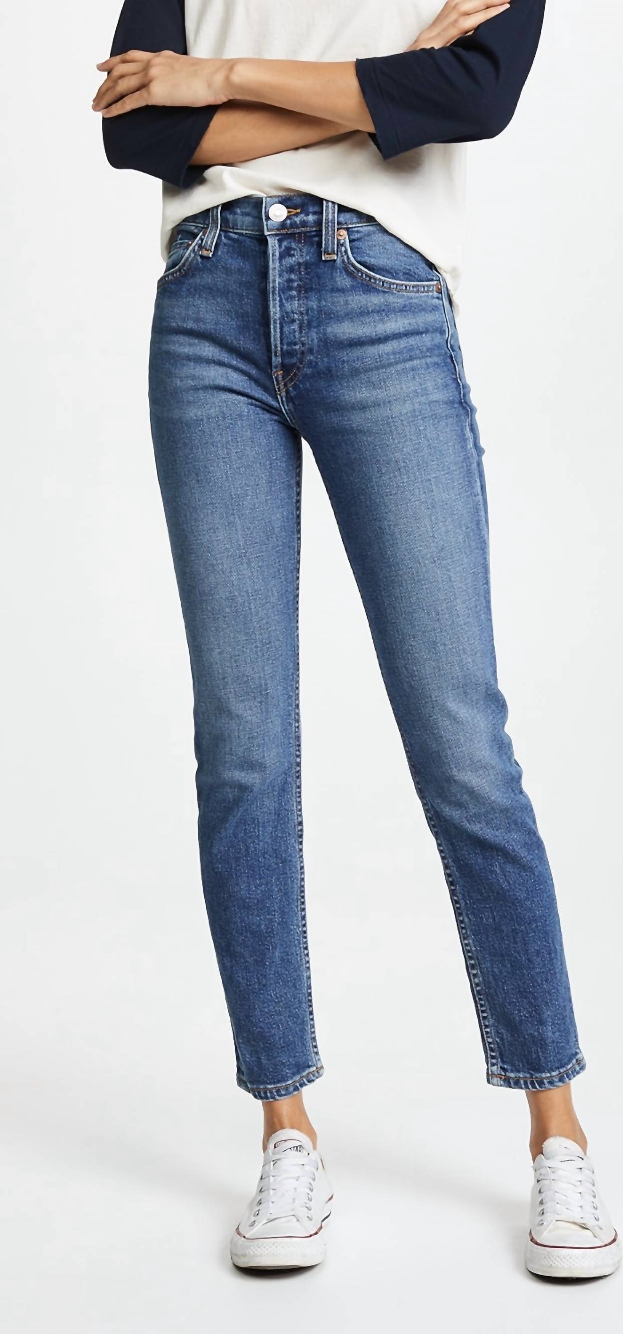 High-Rise Comfortable Stretch Cropped Jeans - Blue