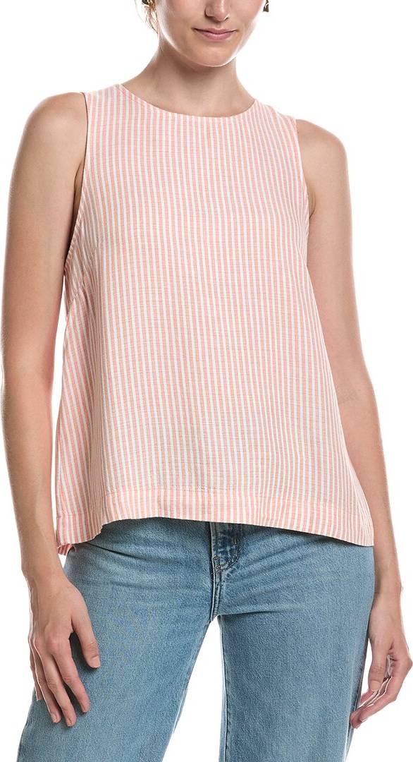 Linen Blend Shell Tank Top - White