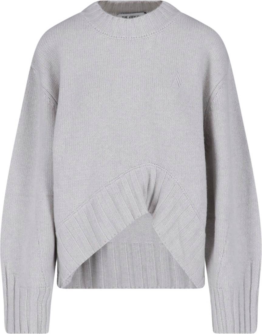 The Attico Asymmetrical Hem Knit Sweater Ribbed Texture - Grey