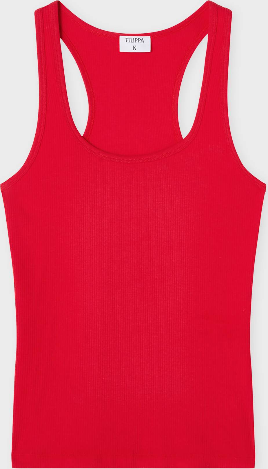 Top Fine Rib Scoop Tank - Red