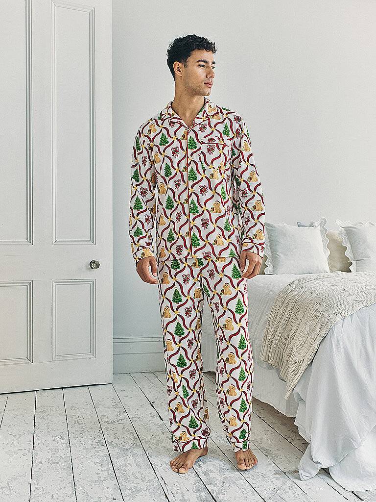 Christmas Tree Dog Long Pyjamas Set - Red