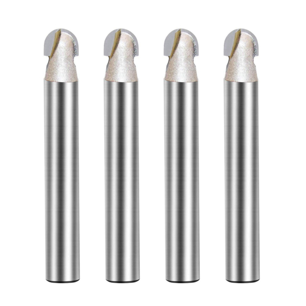 Jehiatek 1/4 Inch Shank Cutting Dia Round Nose Core Box Router Bit 4Pcs