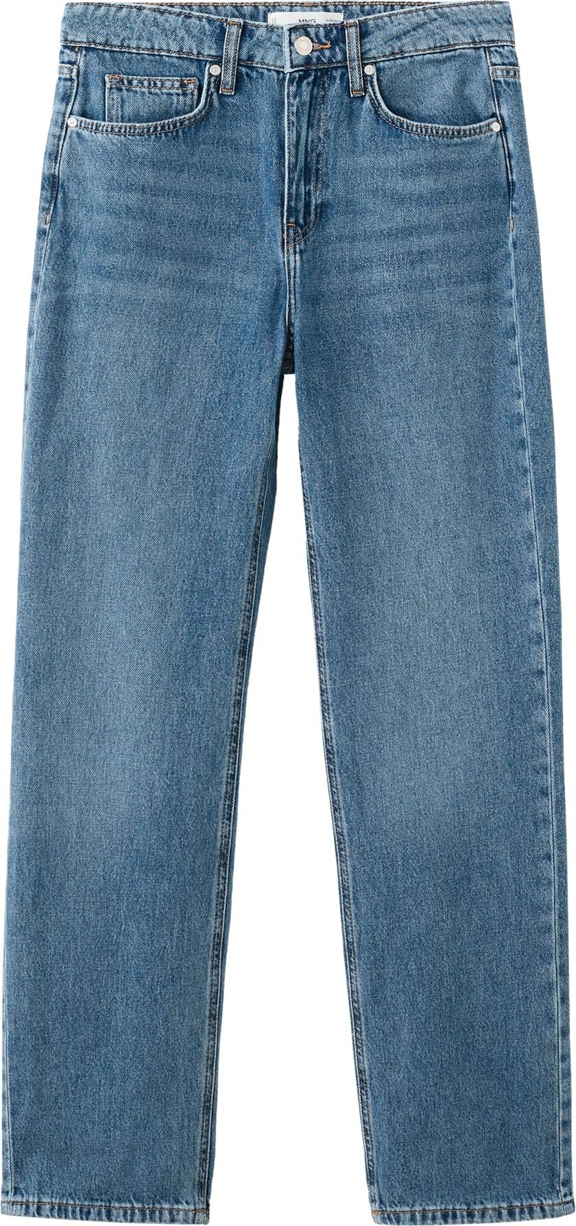 Mango Mid Rise Straight Jeans - Mid Blue