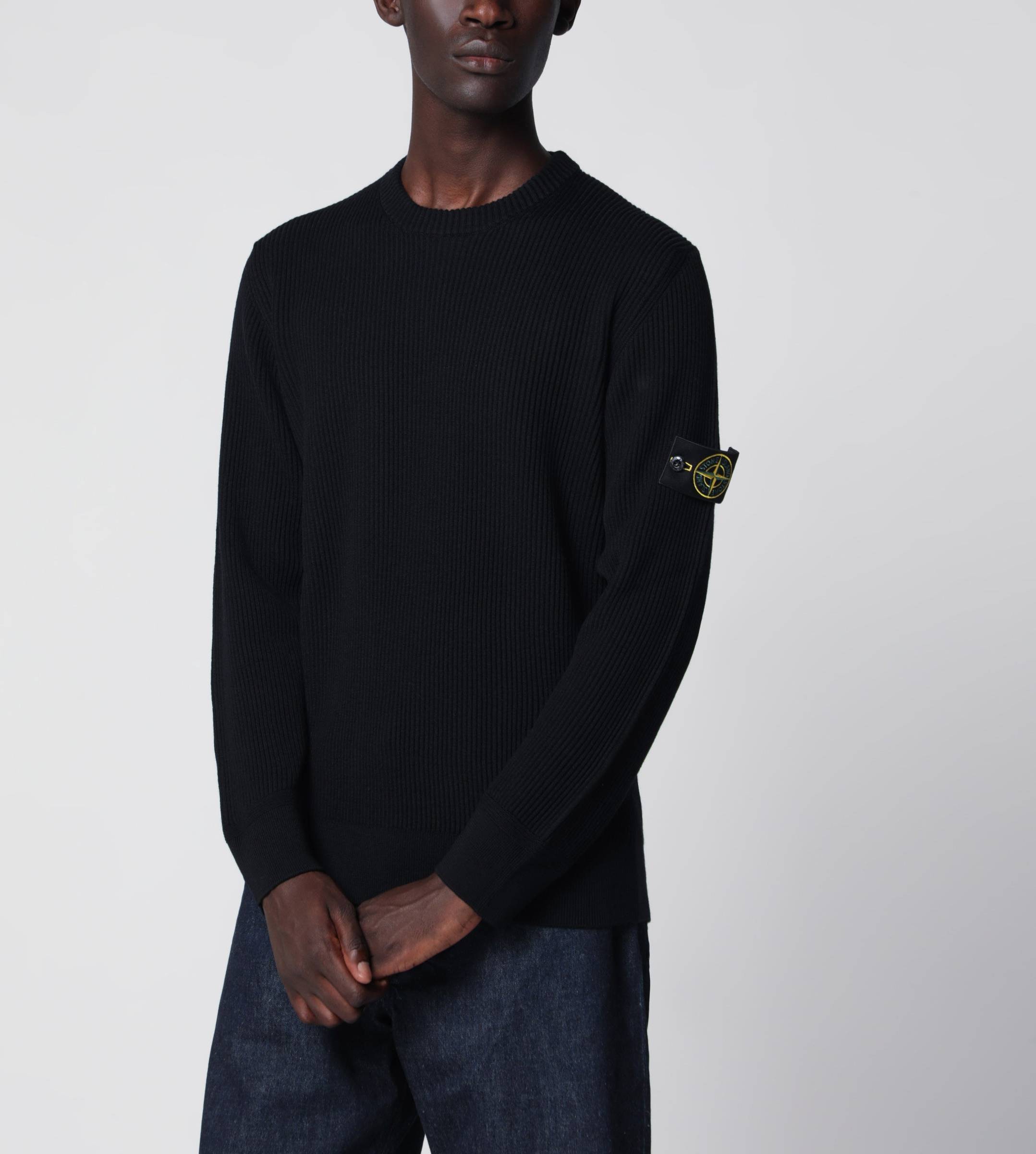 Stone Island Rib RWS Wool Round Neck Sweater - Blue