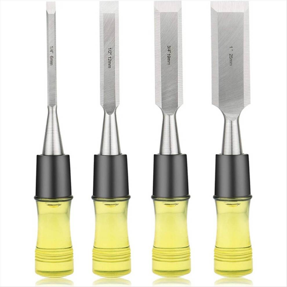 Typecat 4pcs Wood Chisel Set Steel Beveled Edge Blade PVC Socket Chisel