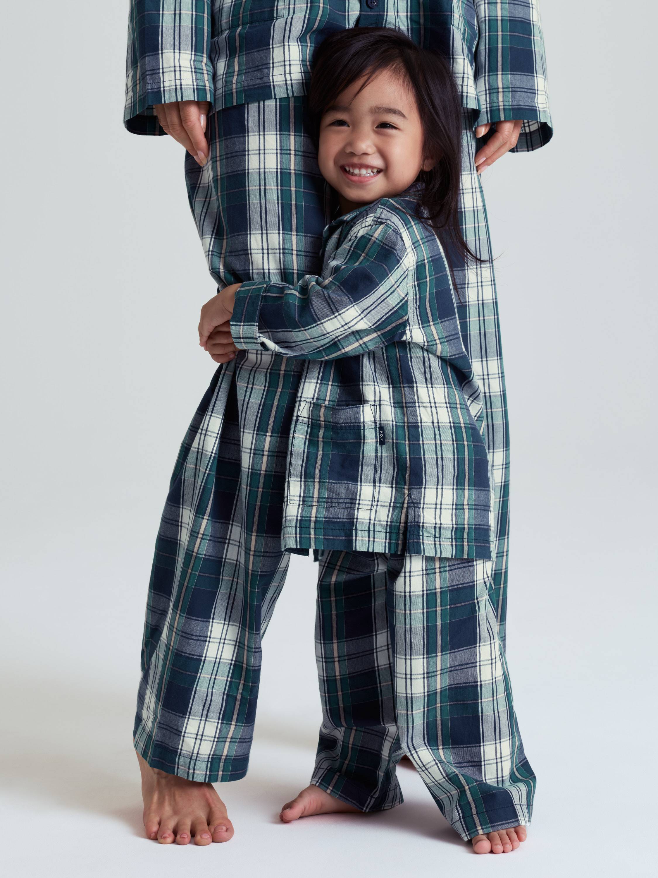 Polarn O. Pyret Two-Piece Checked Pyjamas - Blue